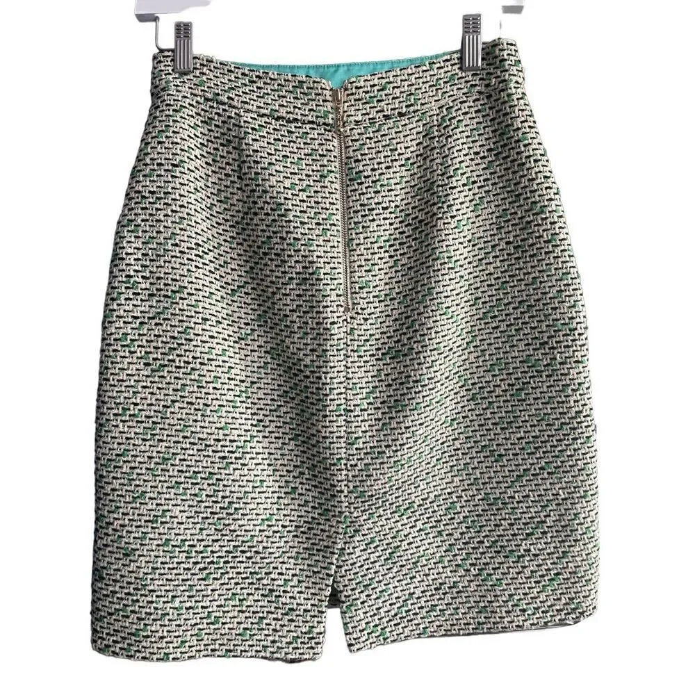 Kate Spade woven textured green pencil skirt size 4